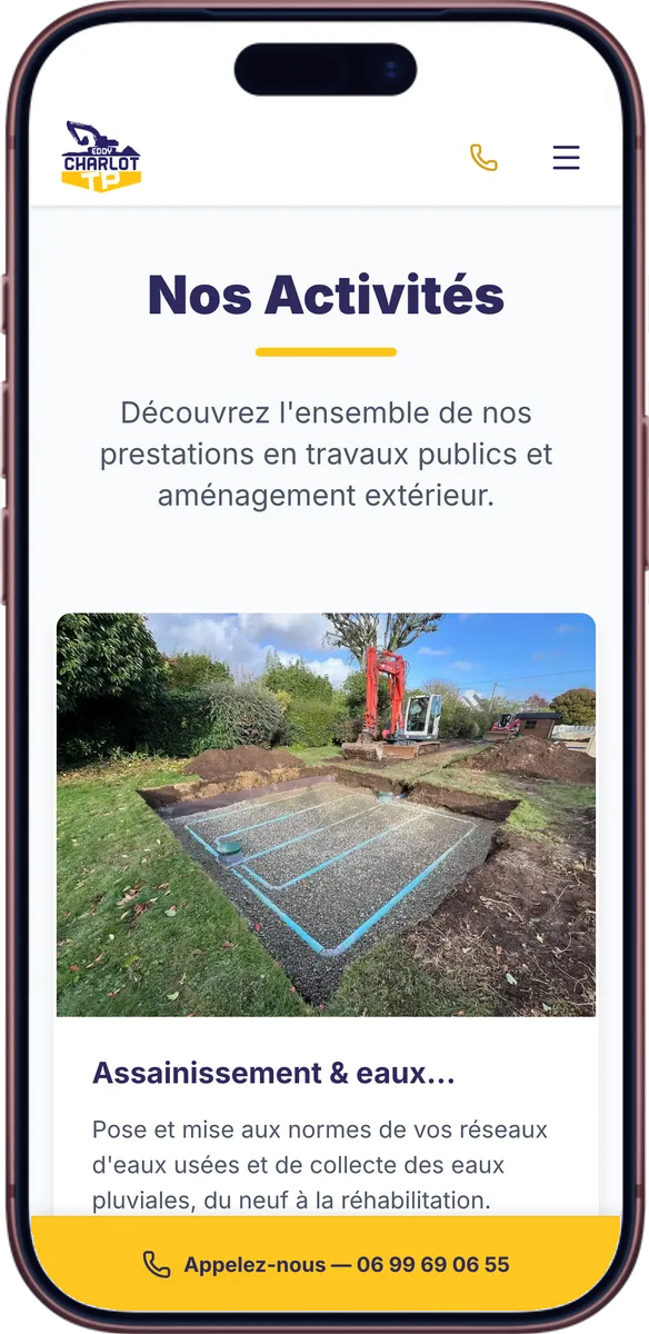 Le même site sur un iPhone